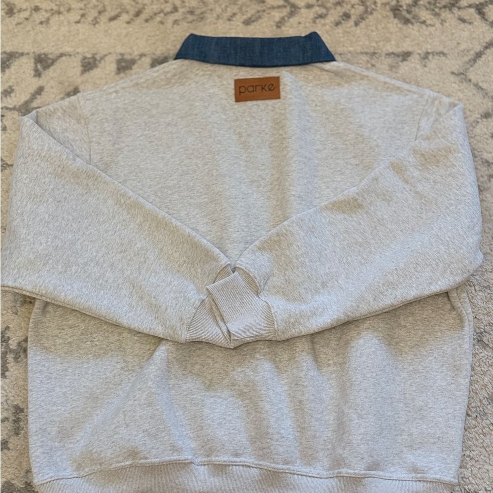 Parke Denim Collar Sweat Rugby Sweatshirt - Picture 7 of 7